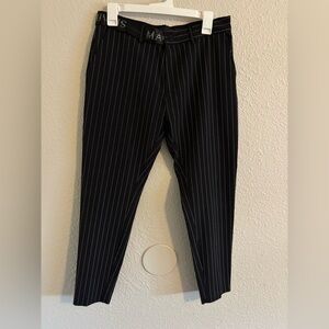 Elegant Black Pinstripe Men's Dress Pants